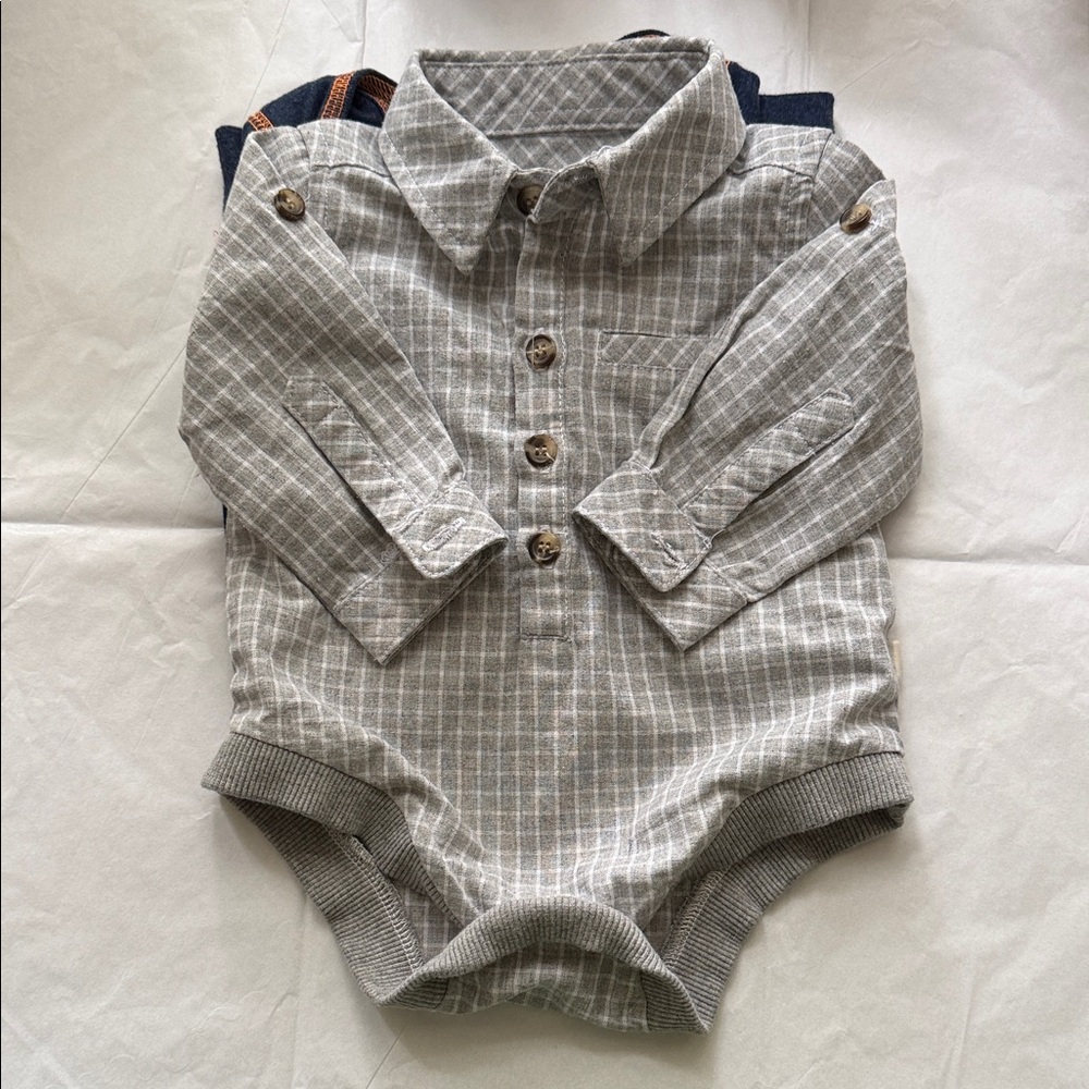 Gray Plaid Kids Bodysuit